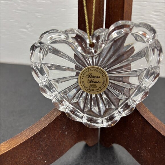 Vintage Princess House Lead Crystal Glass 3" Heart Hanging Ornament Czech #140 - Picture 3 of 10